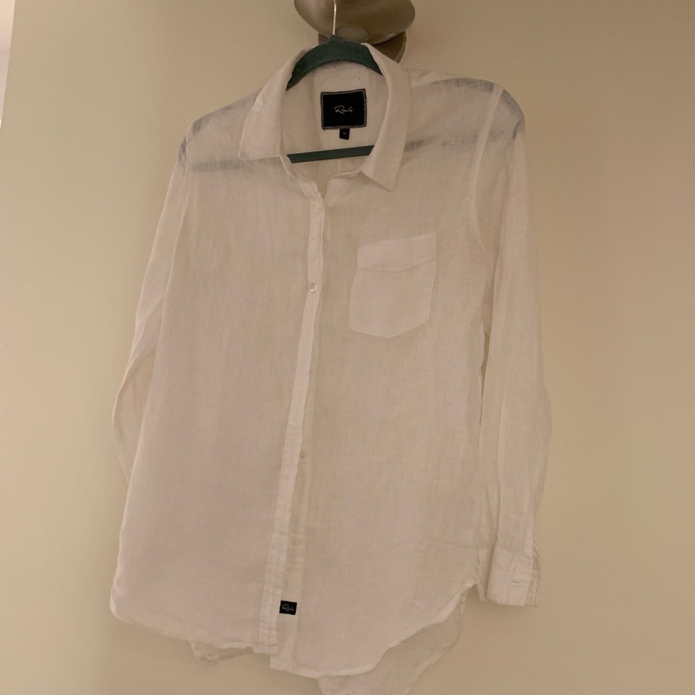 Rails Ellis White Linen Button Down